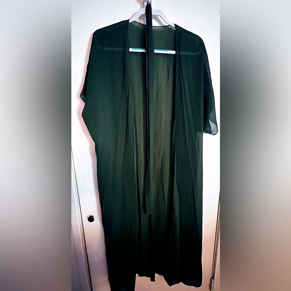 Shear Forest Green Swim Cover Up with Belt Tie (Brand New)